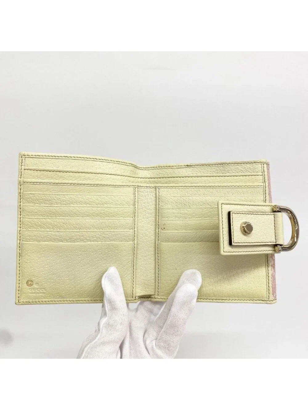 ★SOLD★ Gucci Wallet GG Canvas Abbey Pink Champagne Gold - Picture 3 of 8